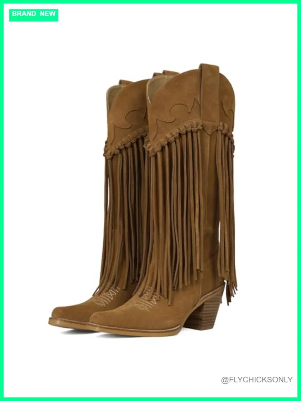 Women's Mid Calf Fringe Cowgirl Boots Snip Toe Chunky Heel Western Festival